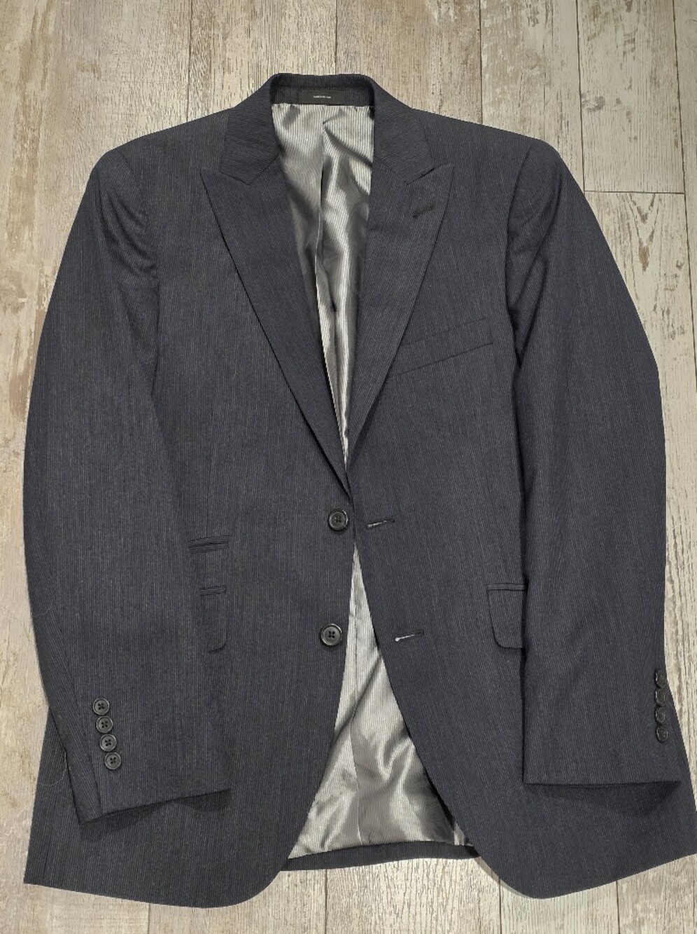 36S Men's JF J. Ferrar Charcoal Black Microstripe Blazer Peak Lapel Sport Coat